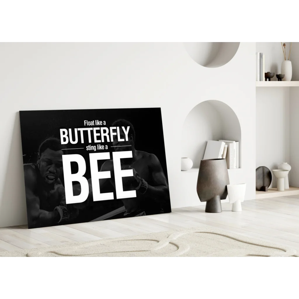 Muhammad Ali float like a butterfly glass wall art canvas print