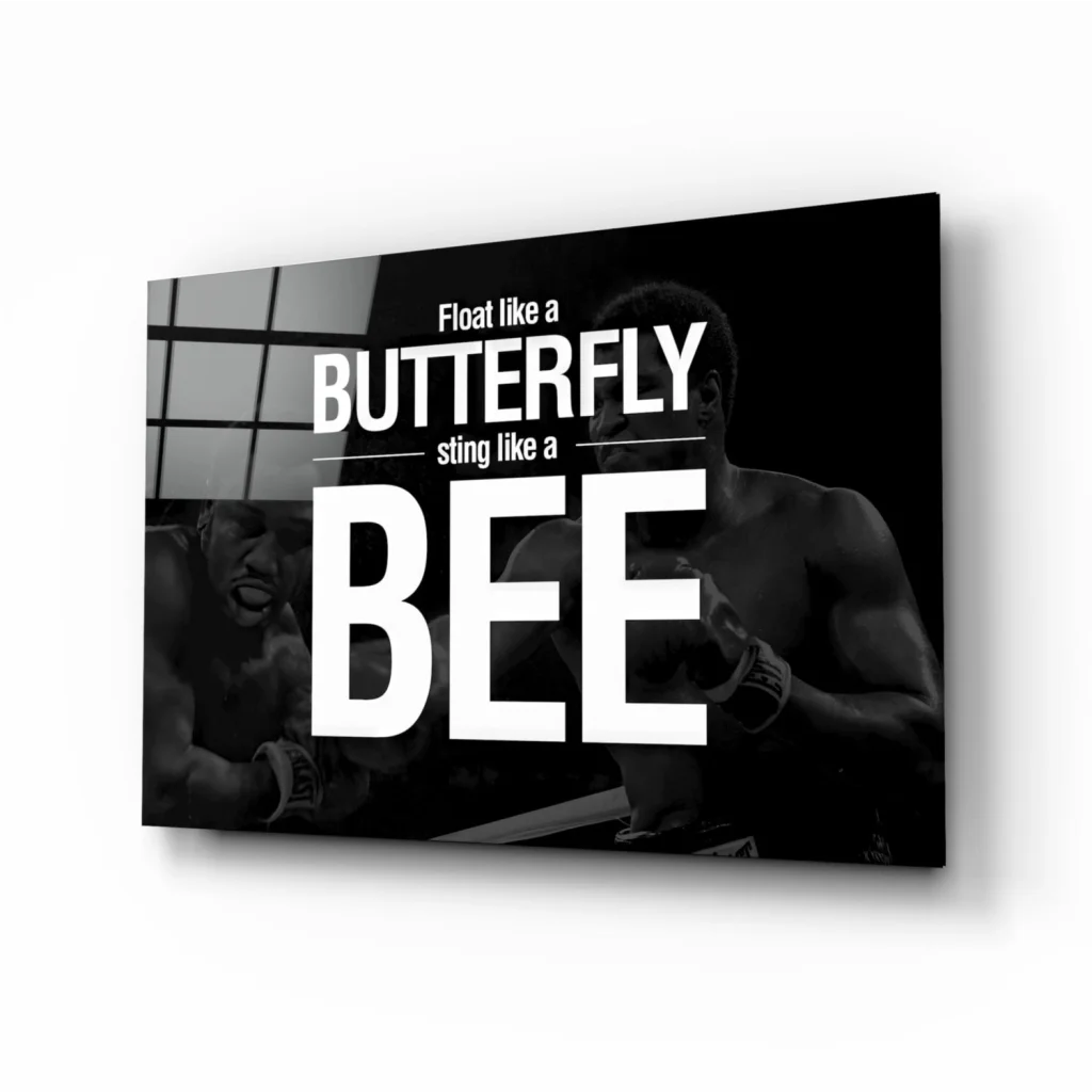 Muhammad Ali float like a butterfly glass wall art canvas print