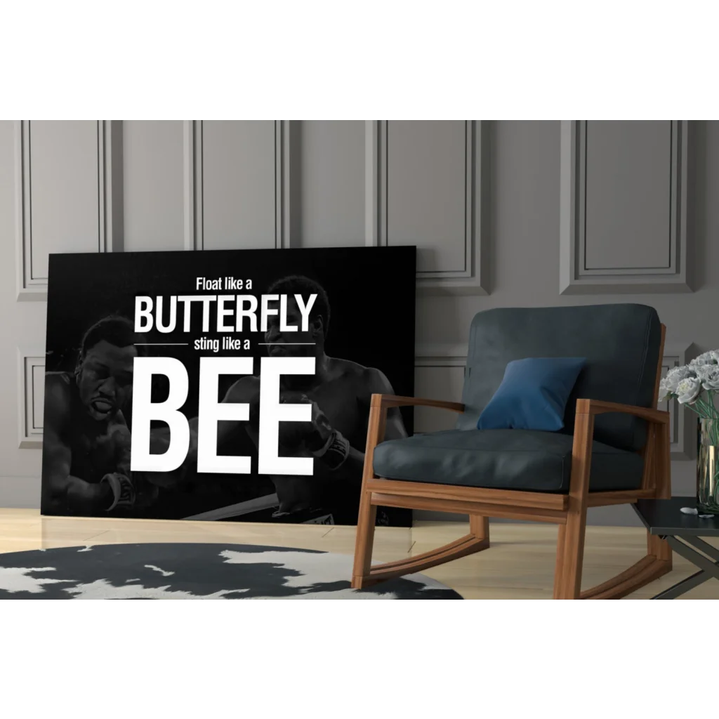 Muhammad Ali float like a butterfly glass wall art canvas print