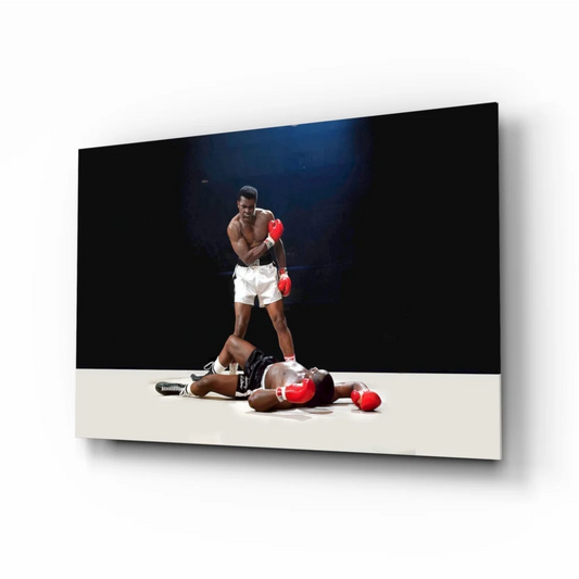 Muhammad Ali knockout moment black and white canvas wall art