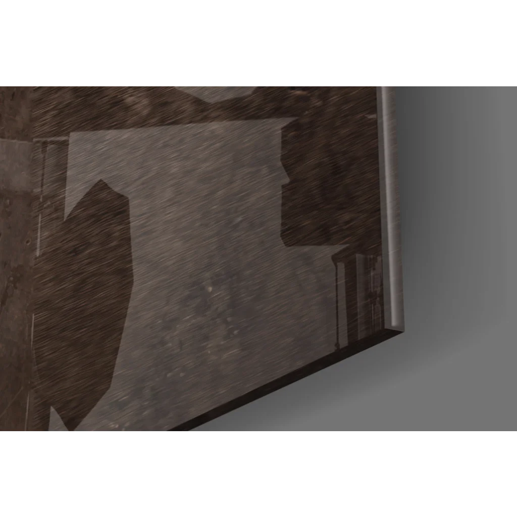 Vintage boxer sepia glass wall art canvas print with textured scene