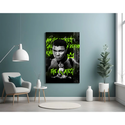 Muhammad Ali Neon Green Wall Art Canvas Print The Greatest | Contemporary Home Wall Art | vintageantiquesgifts.com