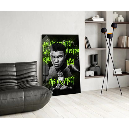 Muhammad Ali neon green wall art canvas print The Greatest