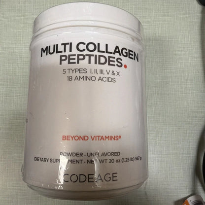 White Codeage multi collagen protein powder peptides, unflavored, 5 types