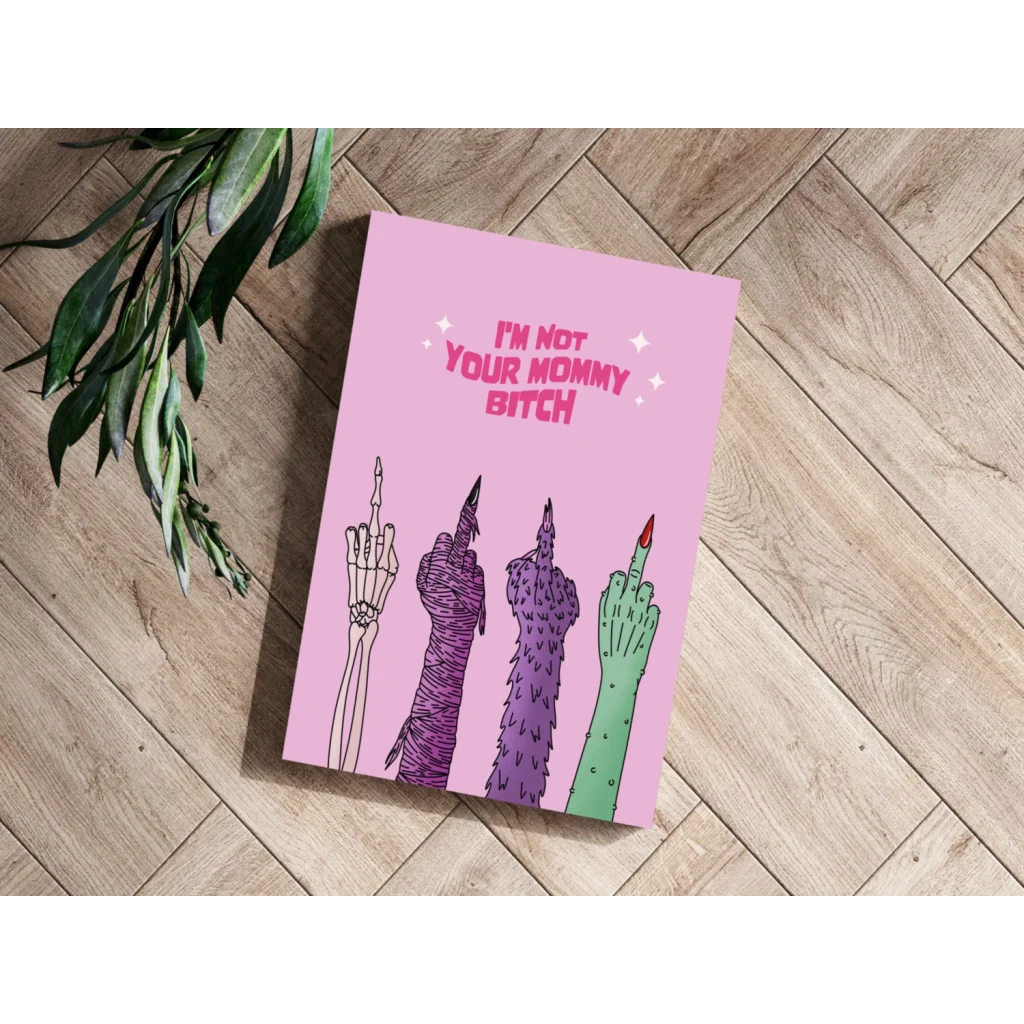 Pink middle finger hands on insigne aluminum print, I’m Not Your Mommy Bitch