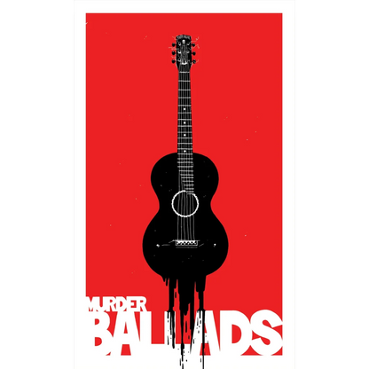 Black acoustic guitar with dripping paint effect from Murder Ballads Graphic Novel Box Set by Dan Auerbach Robert Finley