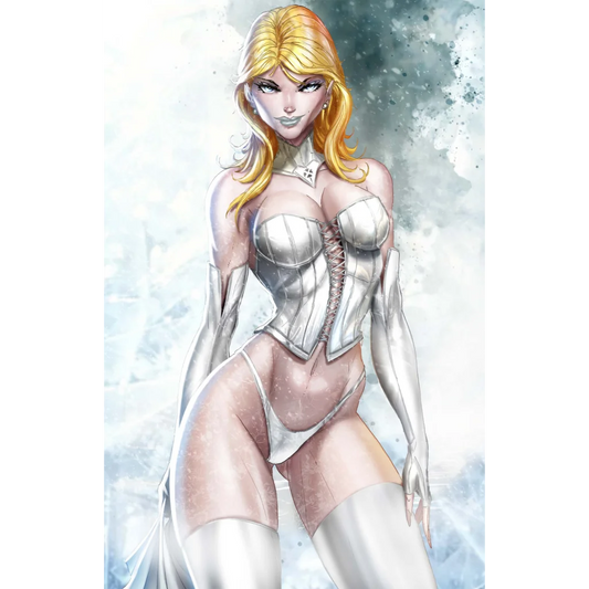 Silver metallic corset and thigh-high boots in Mutant Diamond cosplay set
