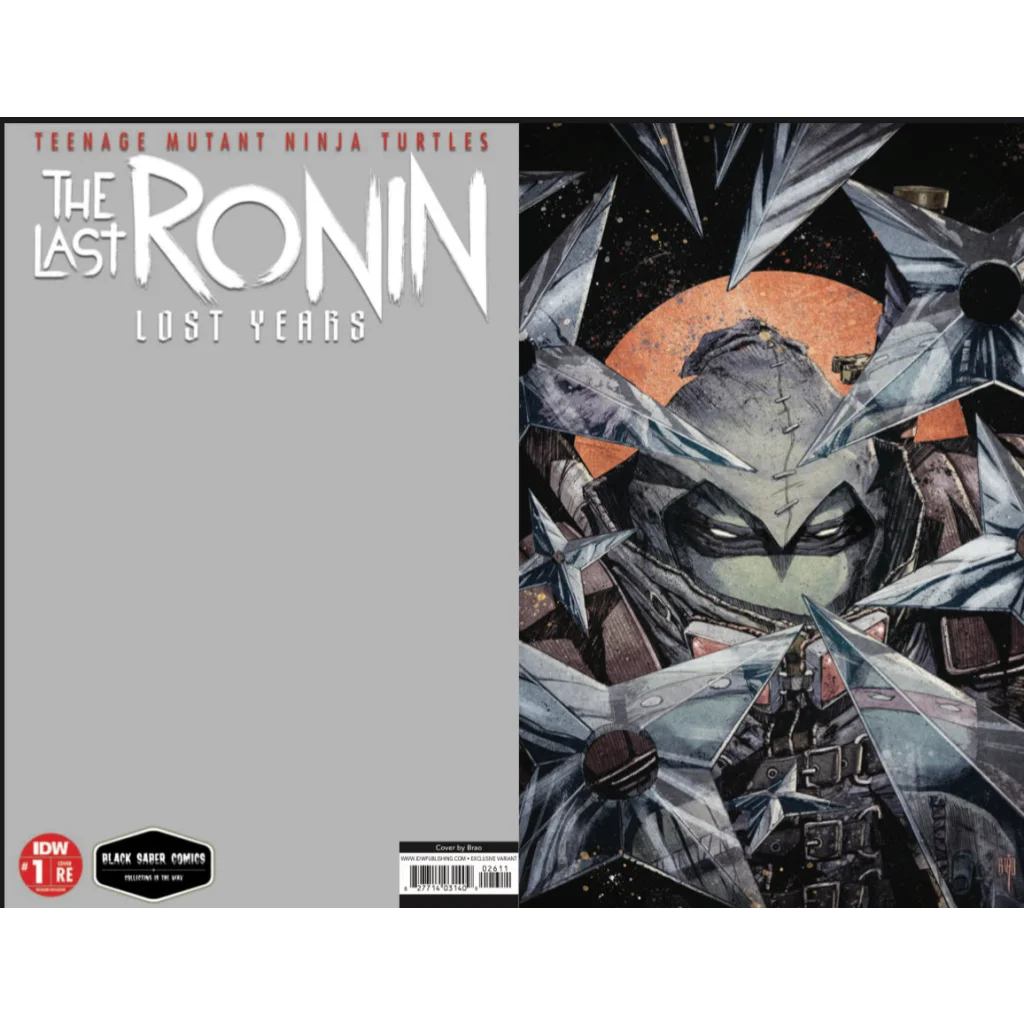 Comic book with gray cover and ninja turtles themed ninja figure illustration