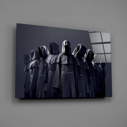 Mysterious black hooded cloak canvas wall art print