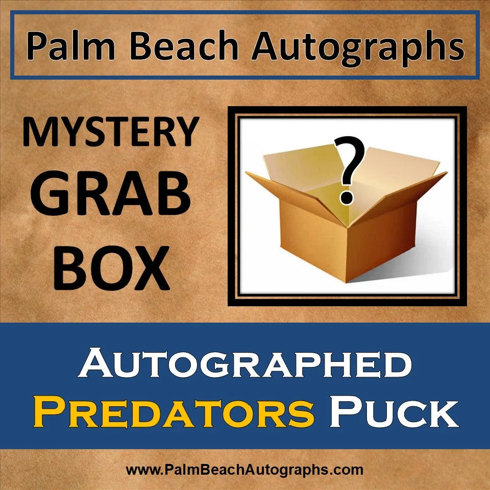 Brown cardboard mystery grab bag with autographed hockey puck chance