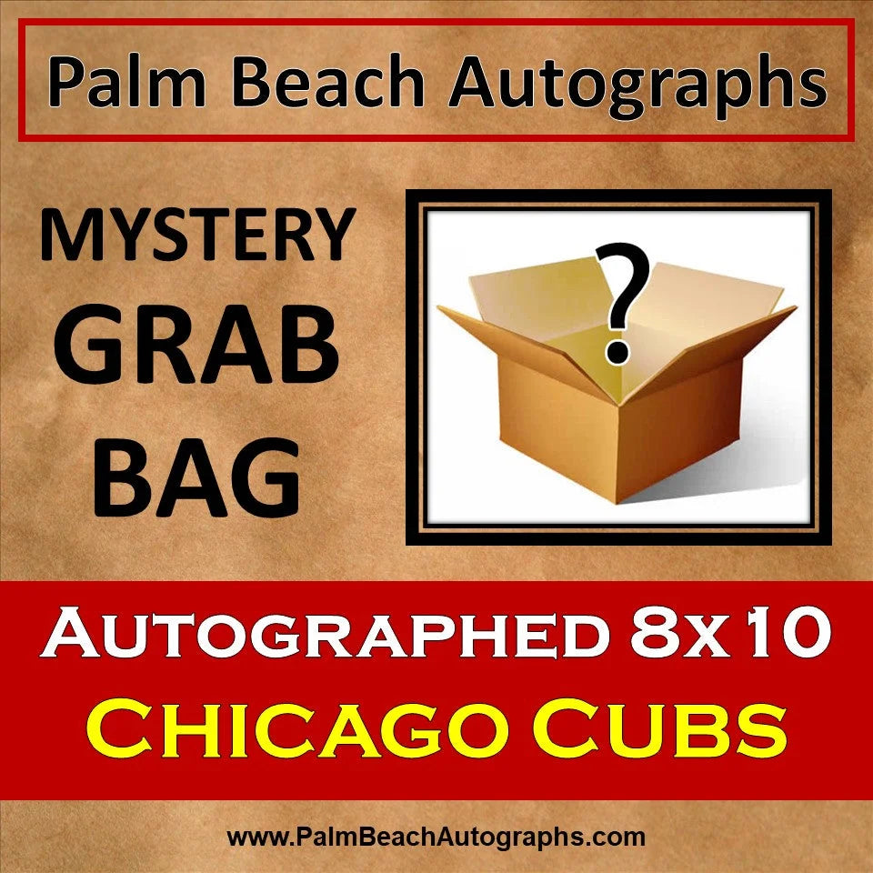 Mystery grab bag with Chicago Cubs autographed 8x10 photo in brown box