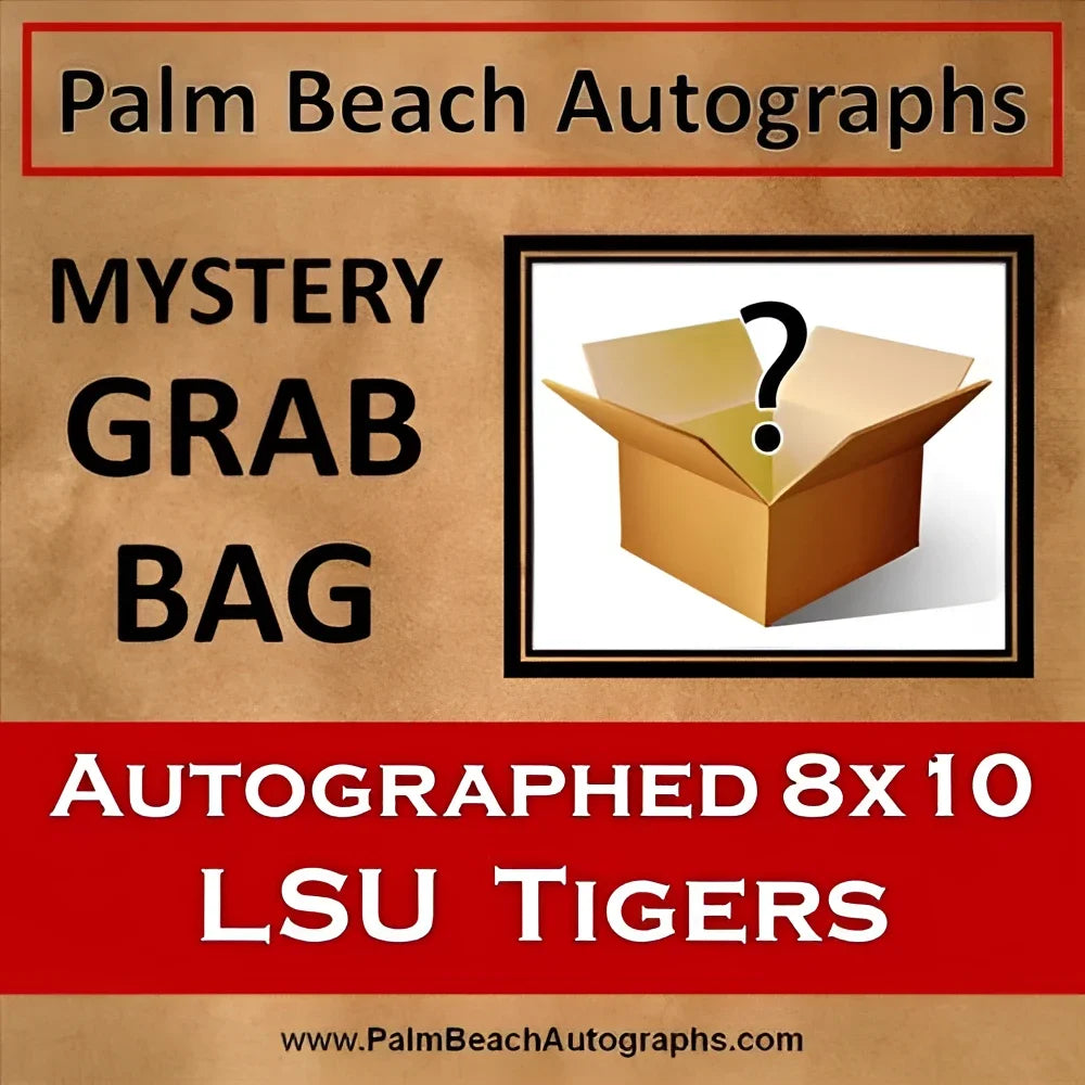 Mystery grab bag of autographed LSU Tigers 8x10 photo in brown box
