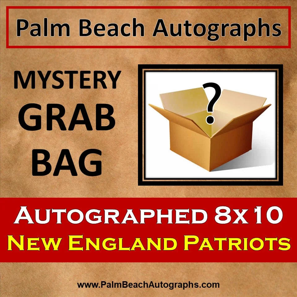 Mystery grab bag with New England Patriots autographed 8x10 photo box
