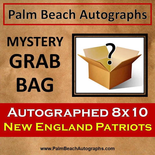 Mystery grab bag with New England Patriots autographed 8x10 photo box