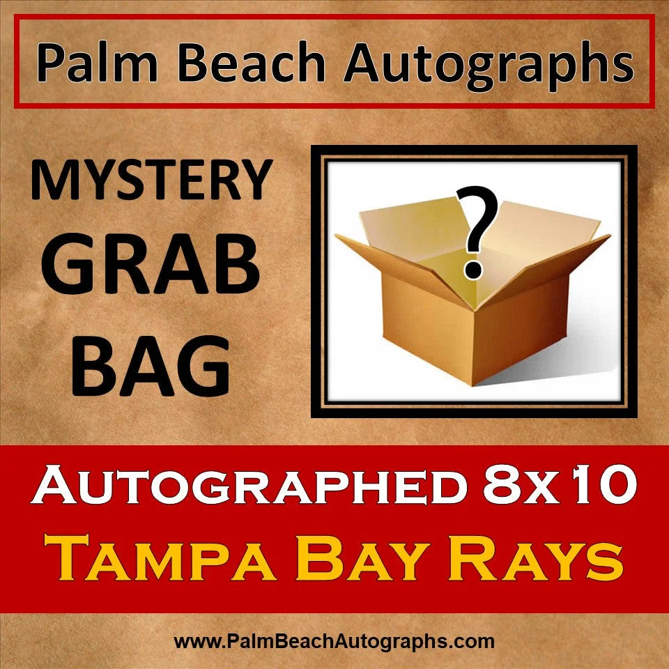 Mystery grab bag with Tampa Bay Rays autographed 8x10 in tan box