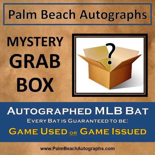 Mystery grab box with tan cardboard, question mark, and game issue bat