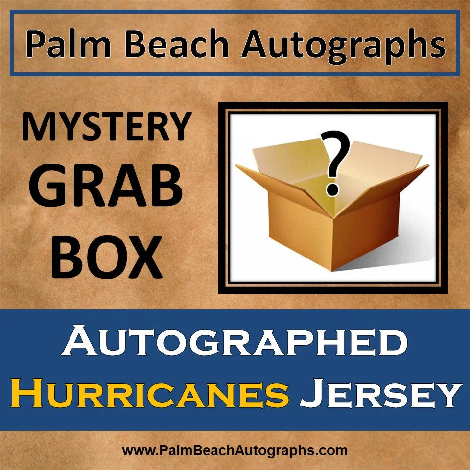 Mystery grab box with question mark and Miami Hurricanes football jersey