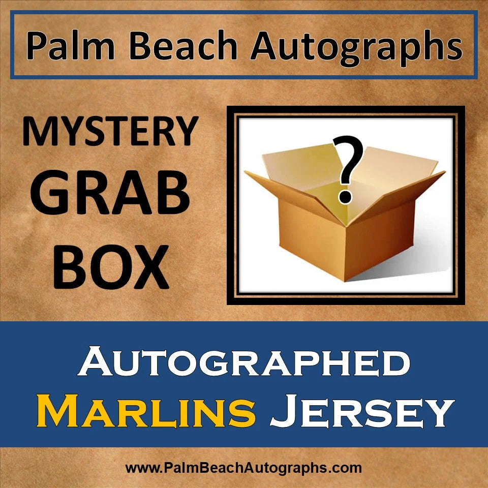 Miami Marlins mystery grab box with tan cardboard and question mark