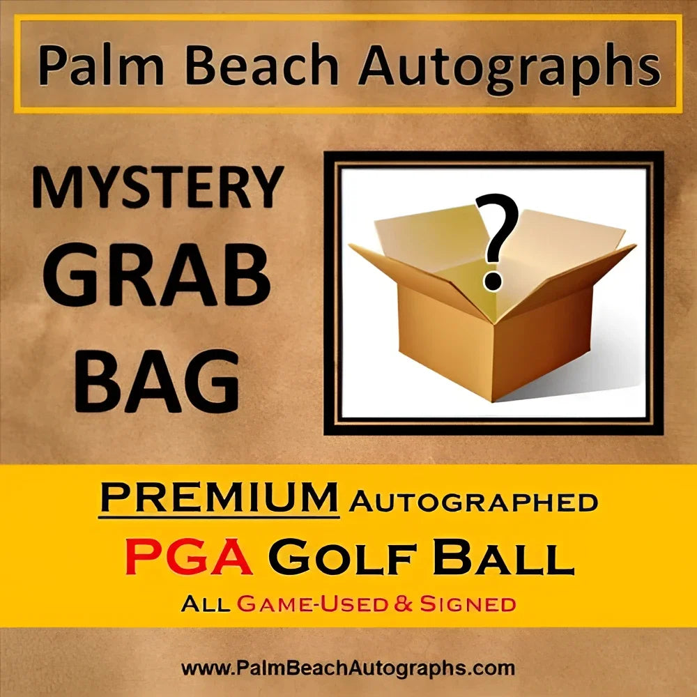 Mystery grab box with premium autographed golf ball inside
