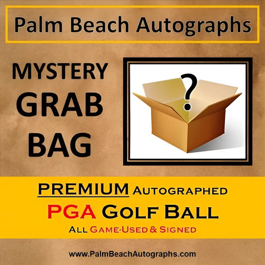 Mystery grab box with premium autographed golf ball inside