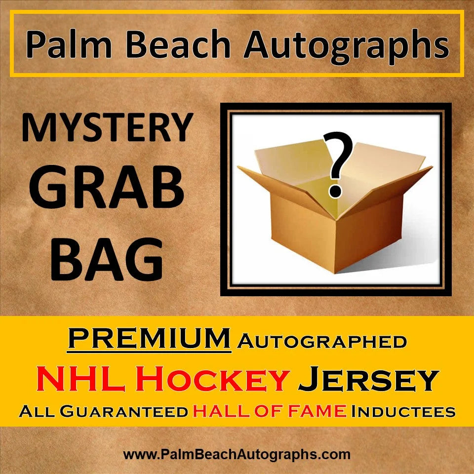 Mystery grab box with question mark and premium hockey autographs
