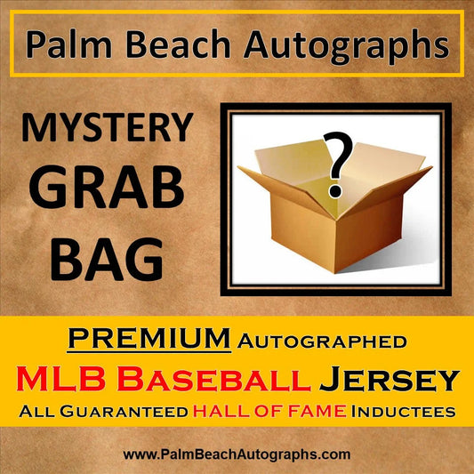 Mystery grab box with question mark, premium MLB autographed Hall of Famers jersey
