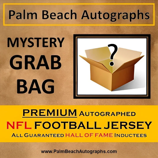 Mystery grab box with premium autographed NFL jersey, Hall of Famers