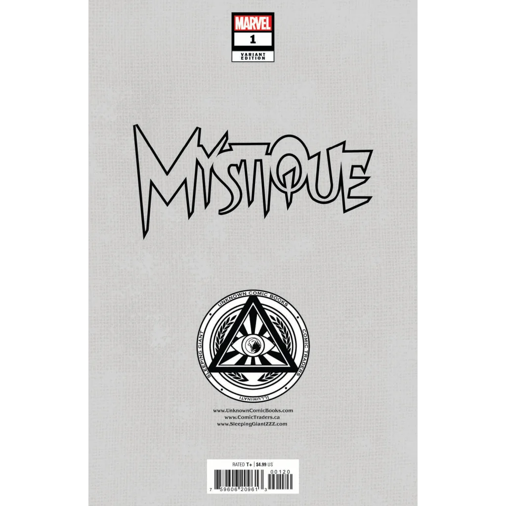 Mystique comic cover by Kaare Andrews with eye triangle symbol for Unknown Comics Kaare