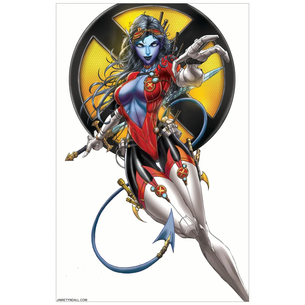 Dynamic Mystique X-Men art print on brushed aluminum