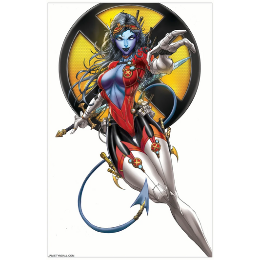 Dynamic Mystique X-Men art print on brushed aluminum