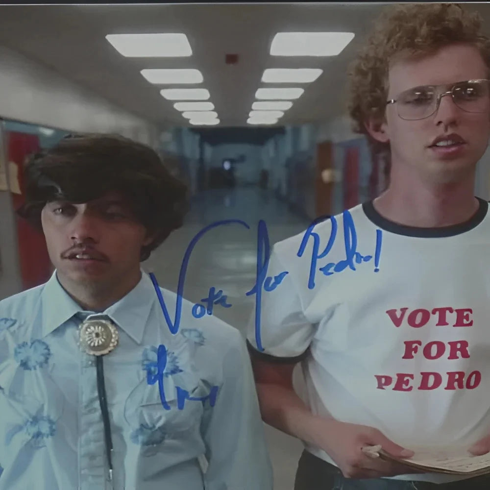 Framed 11x14 Napoleon Dynamite Vote for Pedro white t-shirt photo