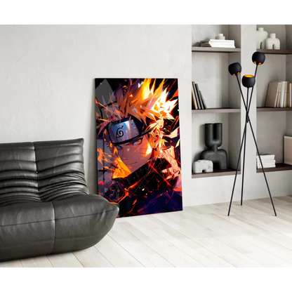 Vibrant Naruto wall art poster with orange black action scene