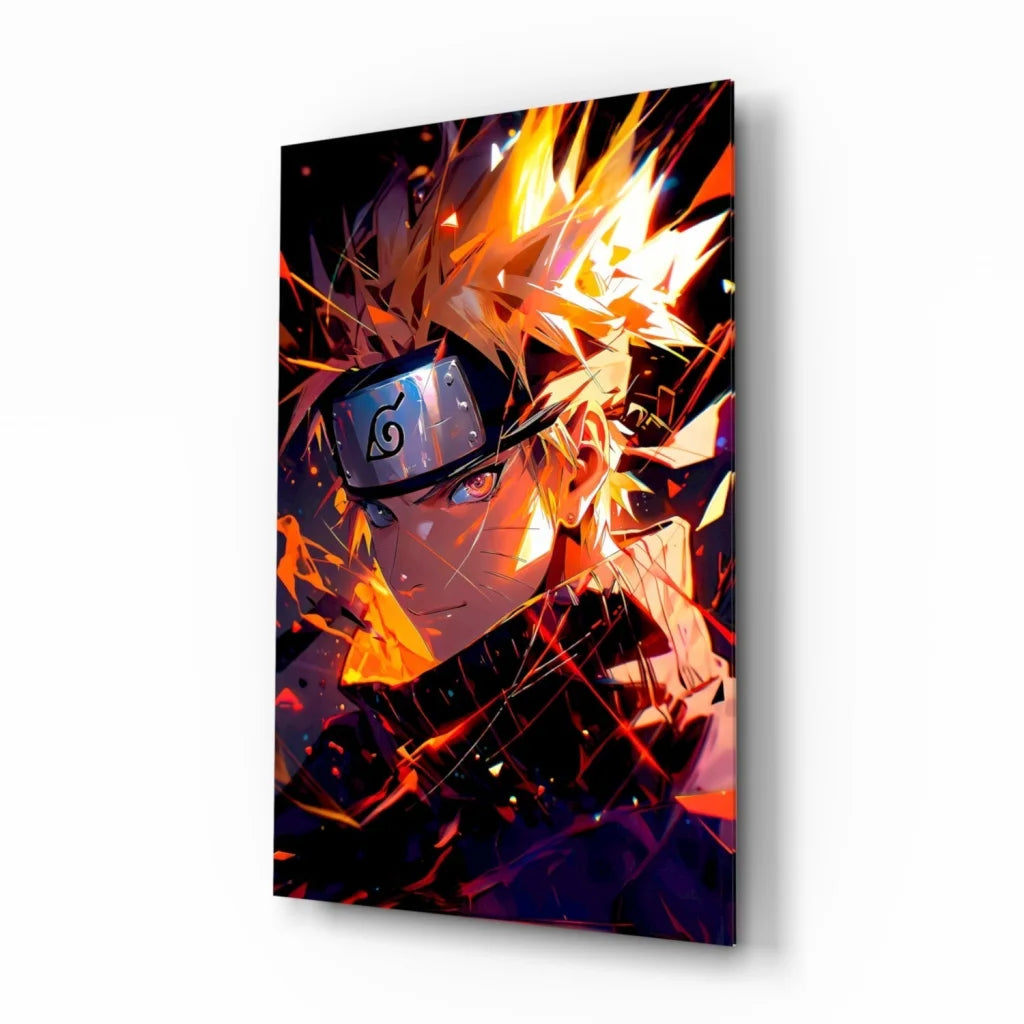 Vibrant Naruto wall art print with orange hair and leaf headband