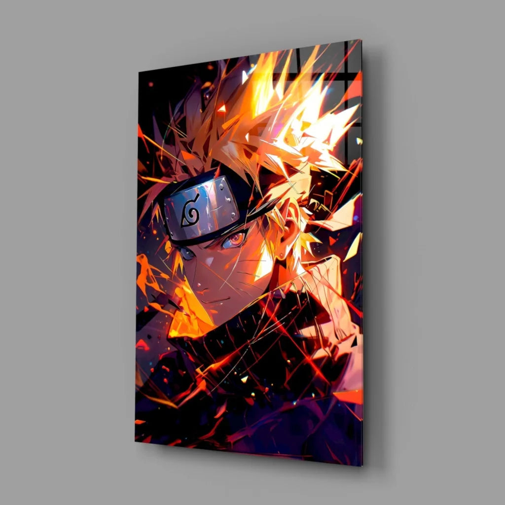 Naruto poster with iconic orange and black design, headband character, wall art