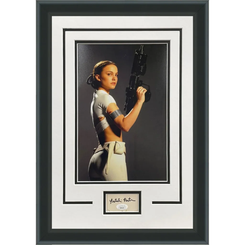 Natalie Portman autographed Star Wars Padme poster with blaster prop