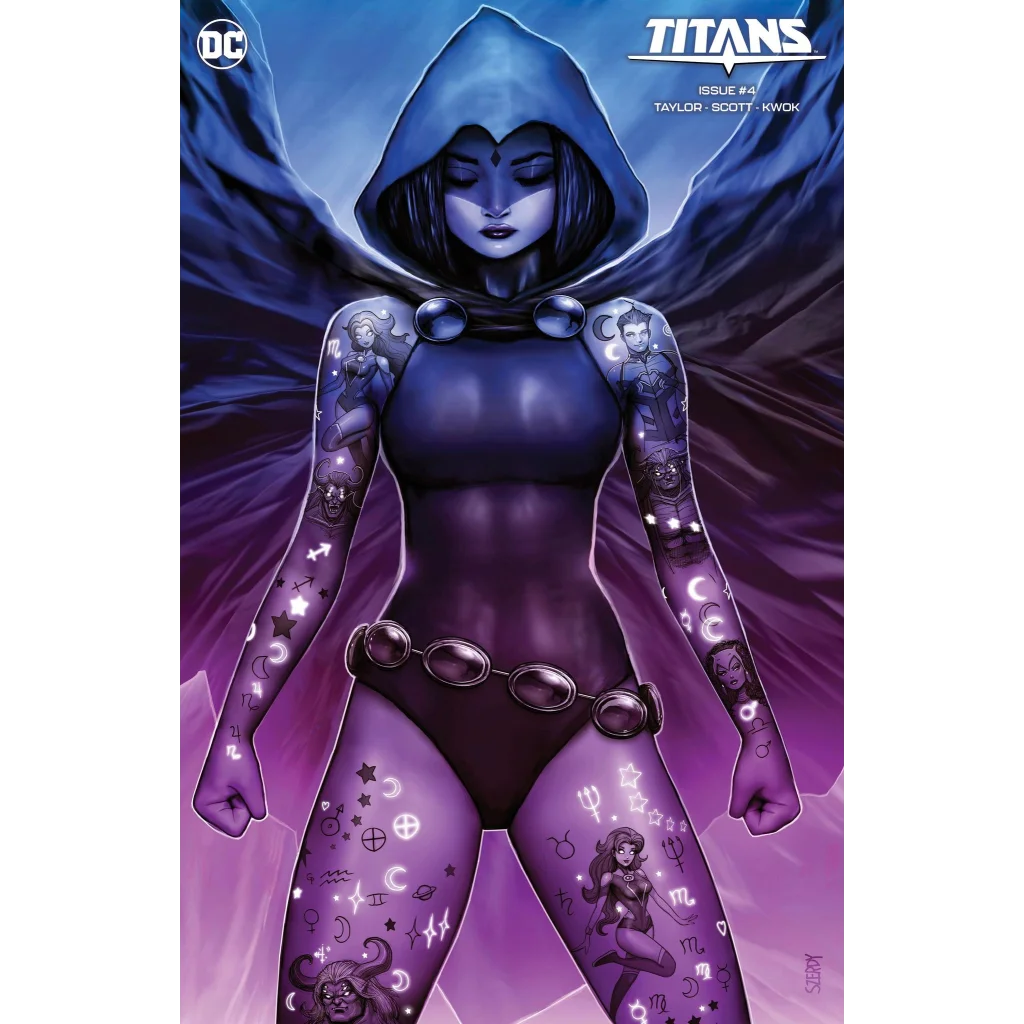 Nathan Szerdy exclusive minimal virgin Titans 4 Raven glow tattoos comic cover