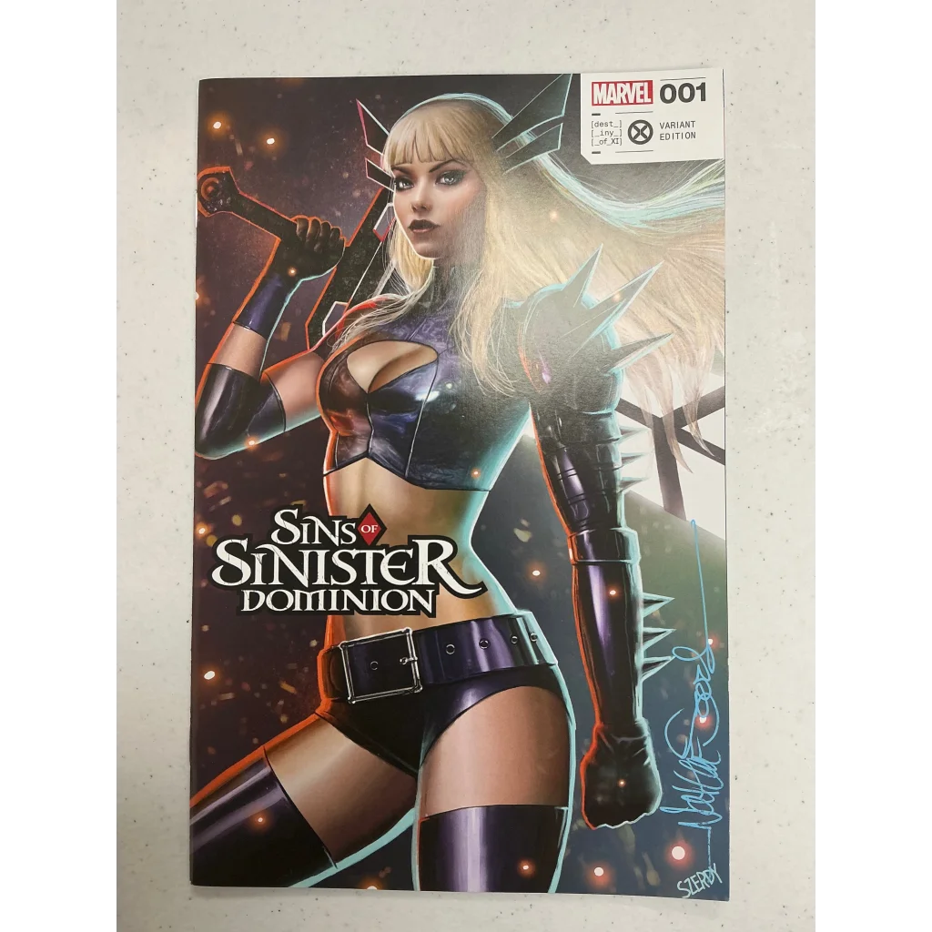 Marvel comic book featuring blonde female with sword and armor, signed by Nathan Szerdy