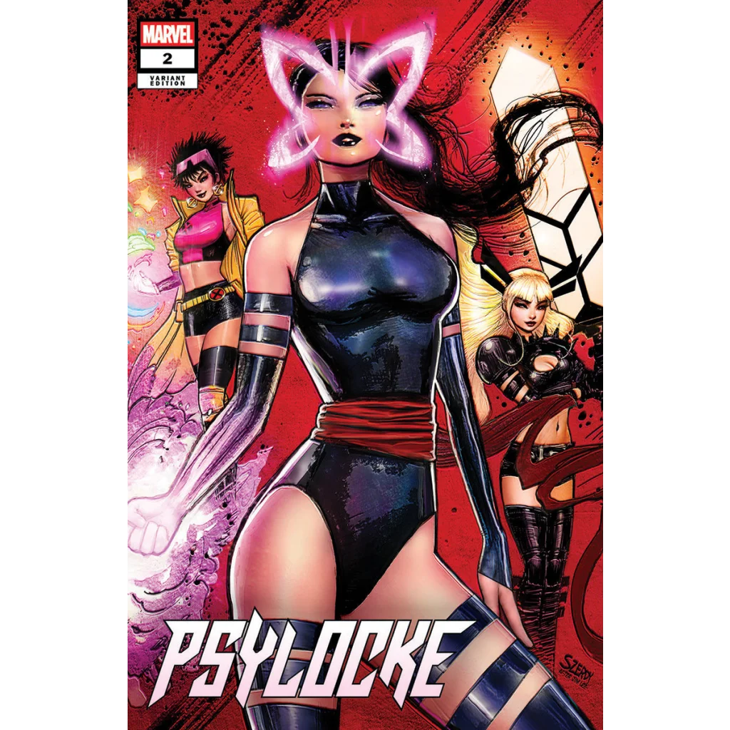 Comic book cover featuring Psylocke and characters from Nathan Szerdy Signed Psylocke #2