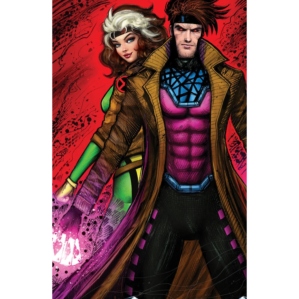 Comic book art of Rogue and Gambit from Nathan Szerdy Virgin Variant Uncanny X Men
