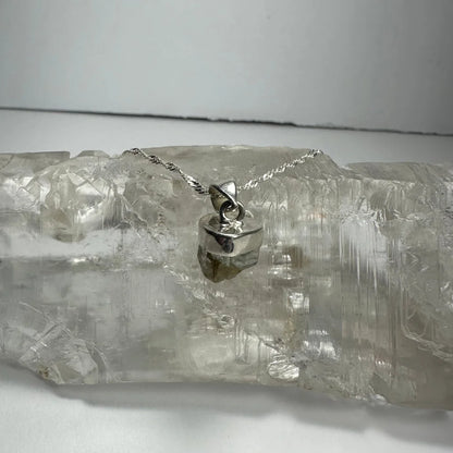 Natural aquamarine beryl sterling silver pendant with faceted design