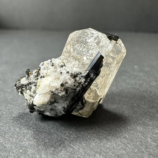 Natural black tourmaline quartz crystal with black inclusion from San Isabel National Forest