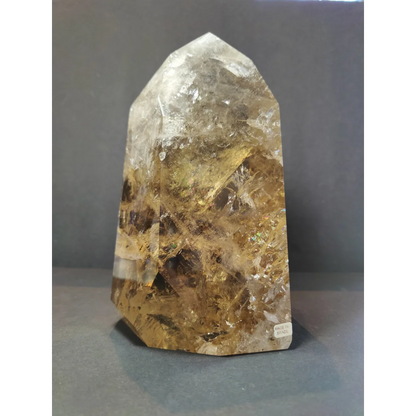 Natural citrine polished point tower 4.53kg with translucent golden-yellow color and natural inclusions