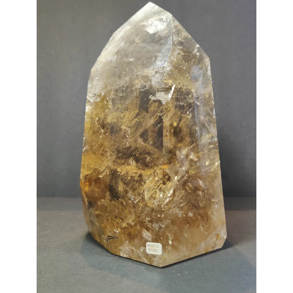 Natural citrine polished point 4.53kg with translucent golden-yellow color and natural inclusions