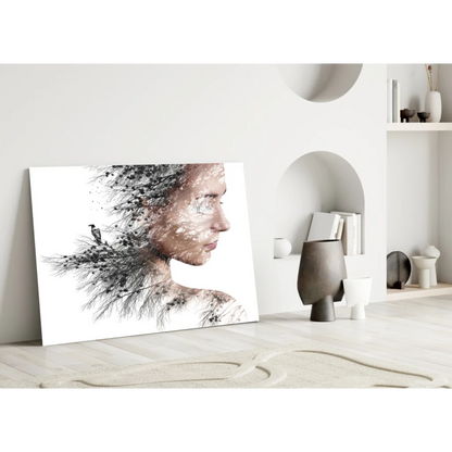 Nature Portrait Canvas Wall Art With Bird and Trees | Modern Wall Art Decor | vintageantiquesgifts.com