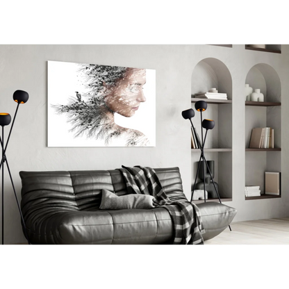 Nature Portrait Canvas Wall Art With Bird and Trees | Contemporary Home Wall Art | vintageantiquesgifts.com