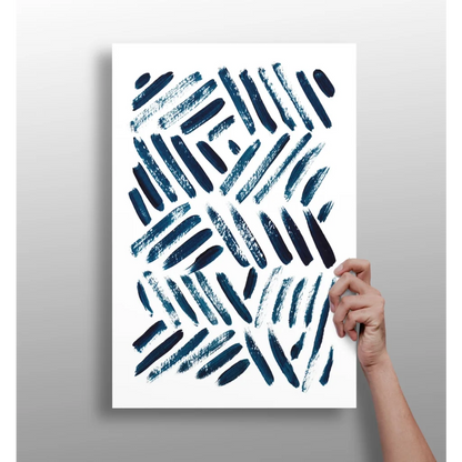 Modern navy blue brushstroke abstract on aluminum print