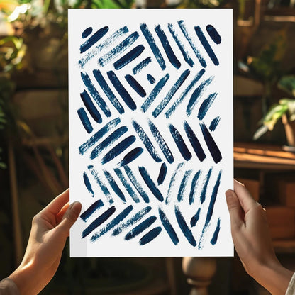 Navy Blue Brushstroke Abstract Aluminum Art Print in deep blue shades