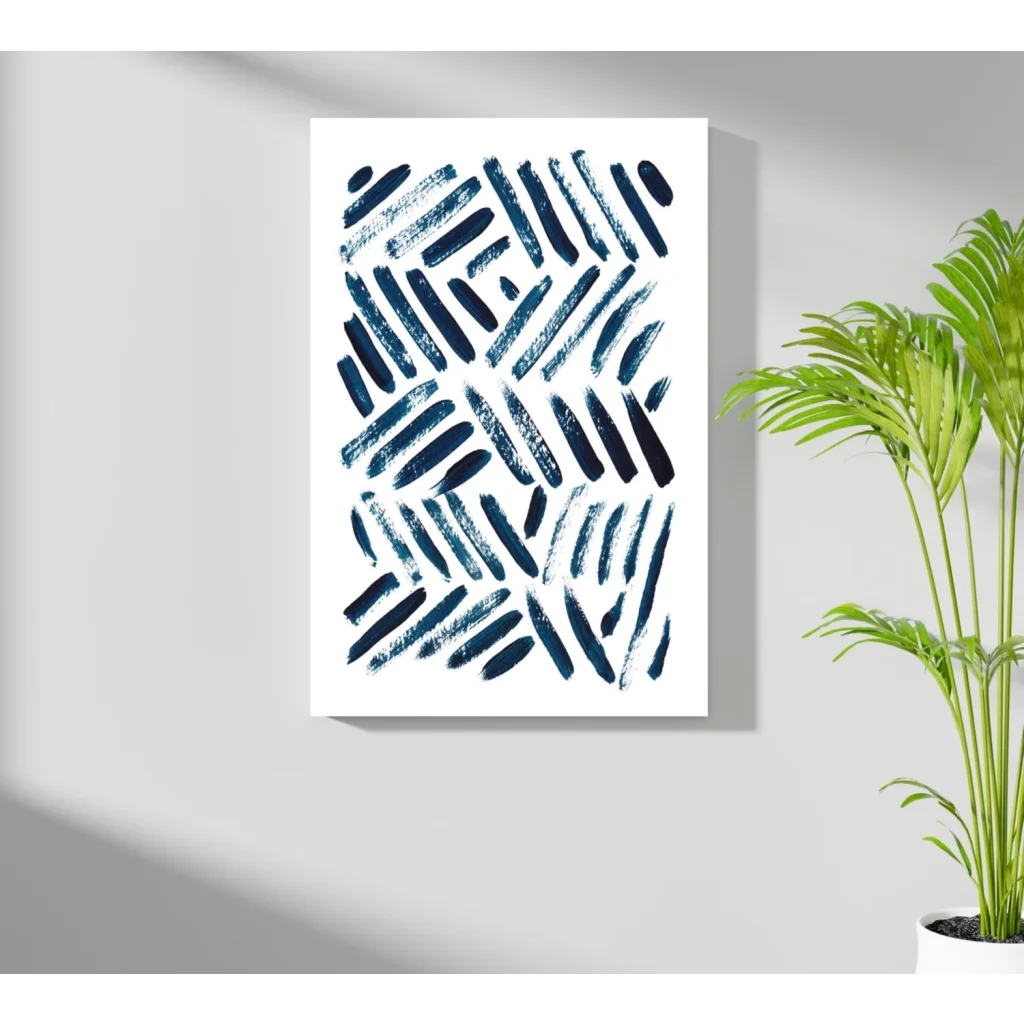 Modern navy blue brushstroke abstract on aluminum art print
