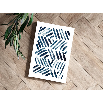 Navy Blue Brushstroke Abstract Aluminum Art Print on white canvas