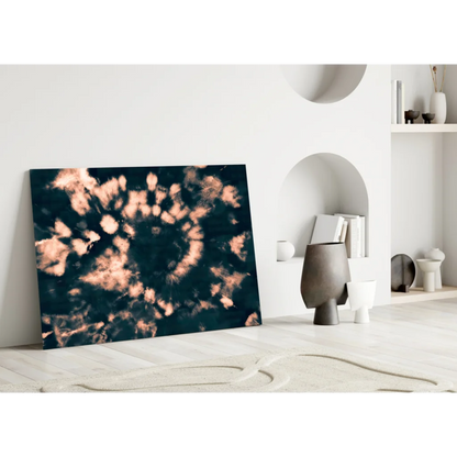 Navy copper tie dye canvas wall art abstract swirl print on white wall